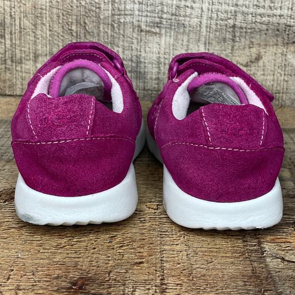 UGG Tygo Pink Fuchsia Suede Sneaker Shoes Velcro Size 8 - Picture 5 of 7